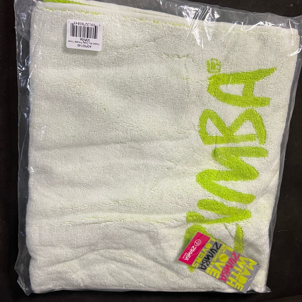 Zumba Fitness White Towel NWT in original bag.